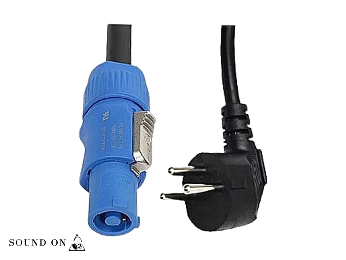 כבל Powercon כחול לתקע ישראלי באורך 3 מטר Roxtone